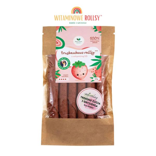 Naturalnie Zdrowi rollsy truskawkowe z witaminą D3 50g