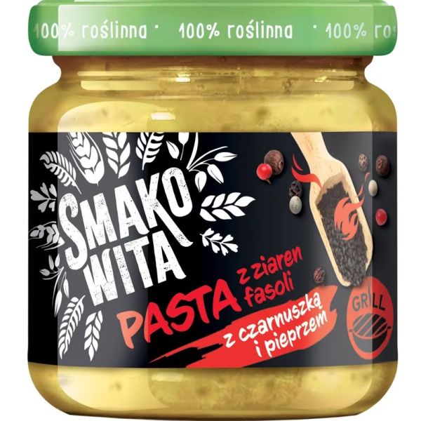 Smakowita Pasta z ziaren fasoli z czarnuszką i pieprzem 180g